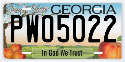 GA license plate PWO5022