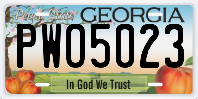 GA license plate PWO5023