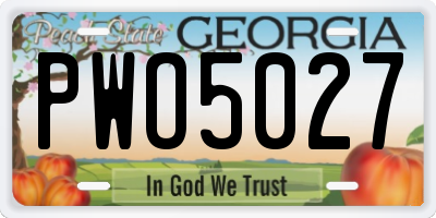GA license plate PWO5027