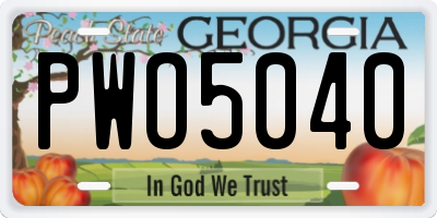 GA license plate PWO5040