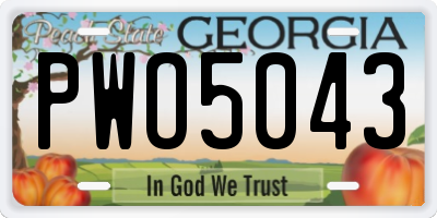 GA license plate PWO5043