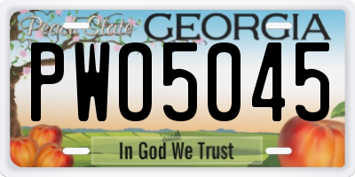 GA license plate PWO5045
