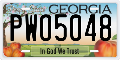 GA license plate PWO5048