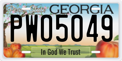 GA license plate PWO5049