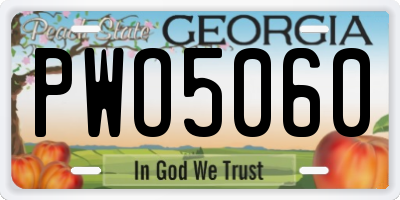 GA license plate PWO5060