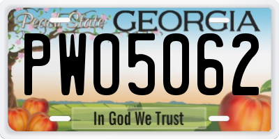 GA license plate PWO5062