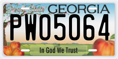GA license plate PWO5064