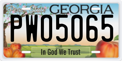 GA license plate PWO5065