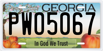 GA license plate PWO5067