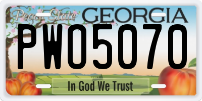 GA license plate PWO5070
