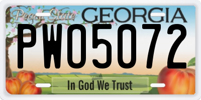 GA license plate PWO5072