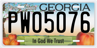 GA license plate PWO5076
