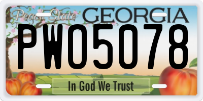 GA license plate PWO5078