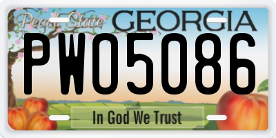 GA license plate PWO5086