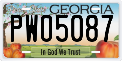 GA license plate PWO5087
