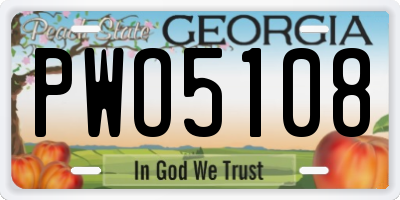 GA license plate PWO5108