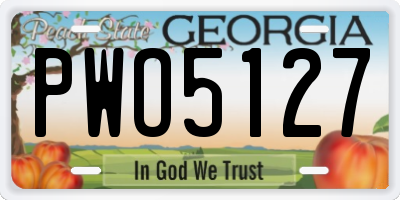 GA license plate PWO5127