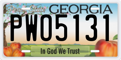 GA license plate PWO5131