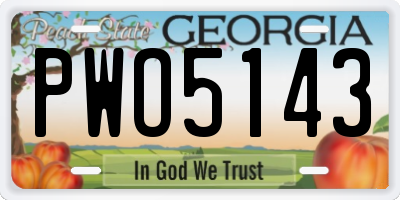 GA license plate PWO5143