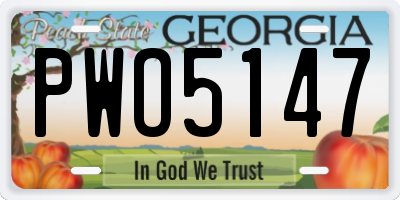 GA license plate PWO5147