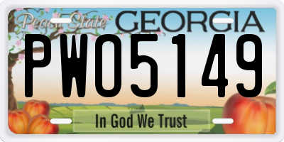 GA license plate PWO5149
