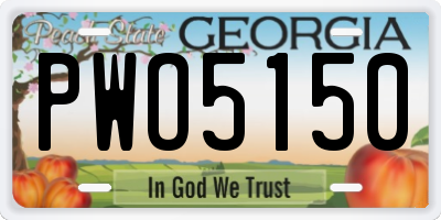 GA license plate PWO5150