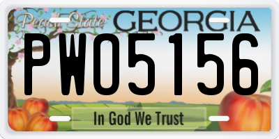 GA license plate PWO5156