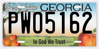 GA license plate PWO5162