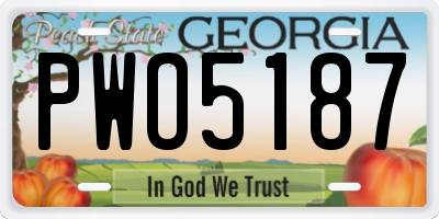 GA license plate PWO5187