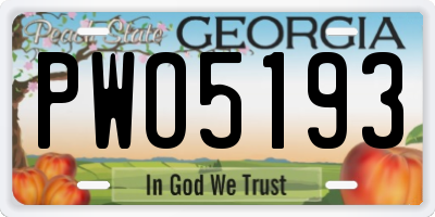 GA license plate PWO5193