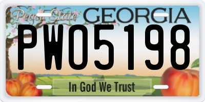 GA license plate PWO5198