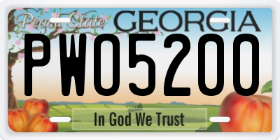 GA license plate PWO5200