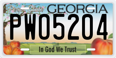 GA license plate PWO5204