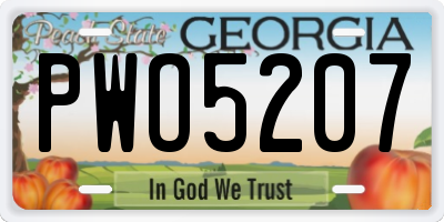 GA license plate PWO5207