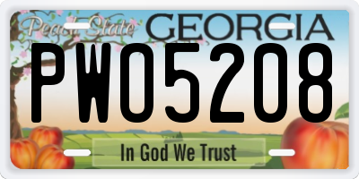 GA license plate PWO5208