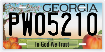 GA license plate PWO5210
