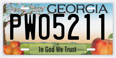GA license plate PWO5211