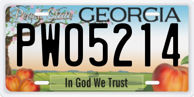GA license plate PWO5214