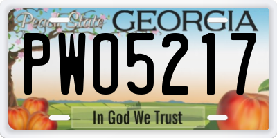 GA license plate PWO5217