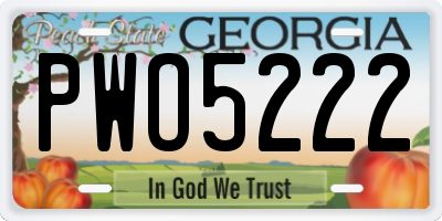 GA license plate PWO5222