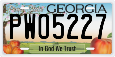 GA license plate PWO5227