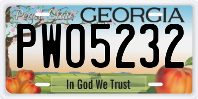 GA license plate PWO5232