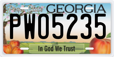 GA license plate PWO5235