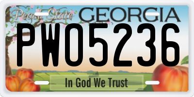 GA license plate PWO5236