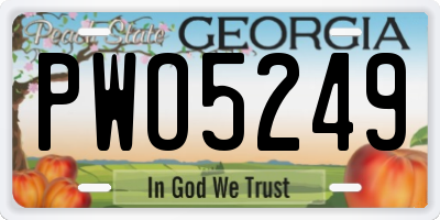 GA license plate PWO5249