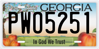 GA license plate PWO5251