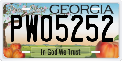 GA license plate PWO5252