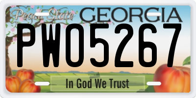 GA license plate PWO5267