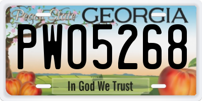 GA license plate PWO5268