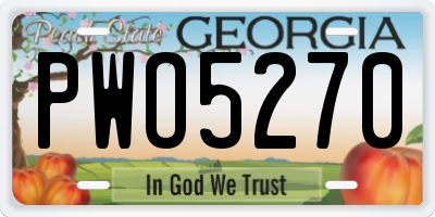 GA license plate PWO5270